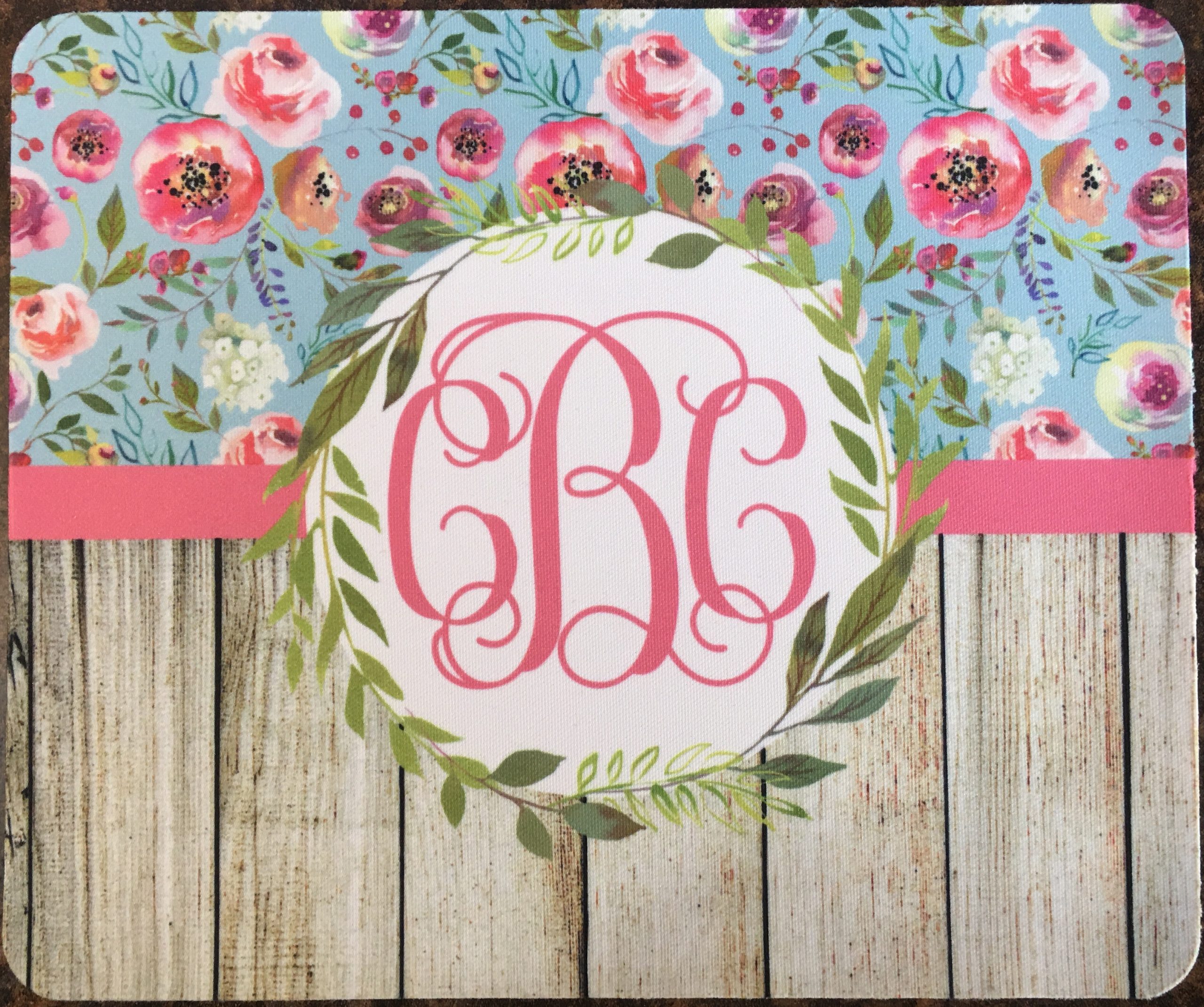 Floral Monogrammed Mouse Pad