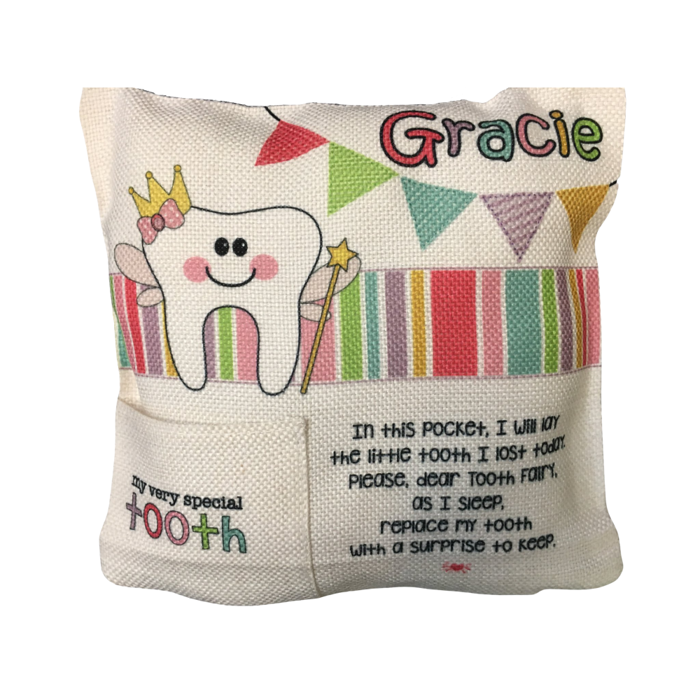 Personalized Tooth Fairy Pillow-Pink