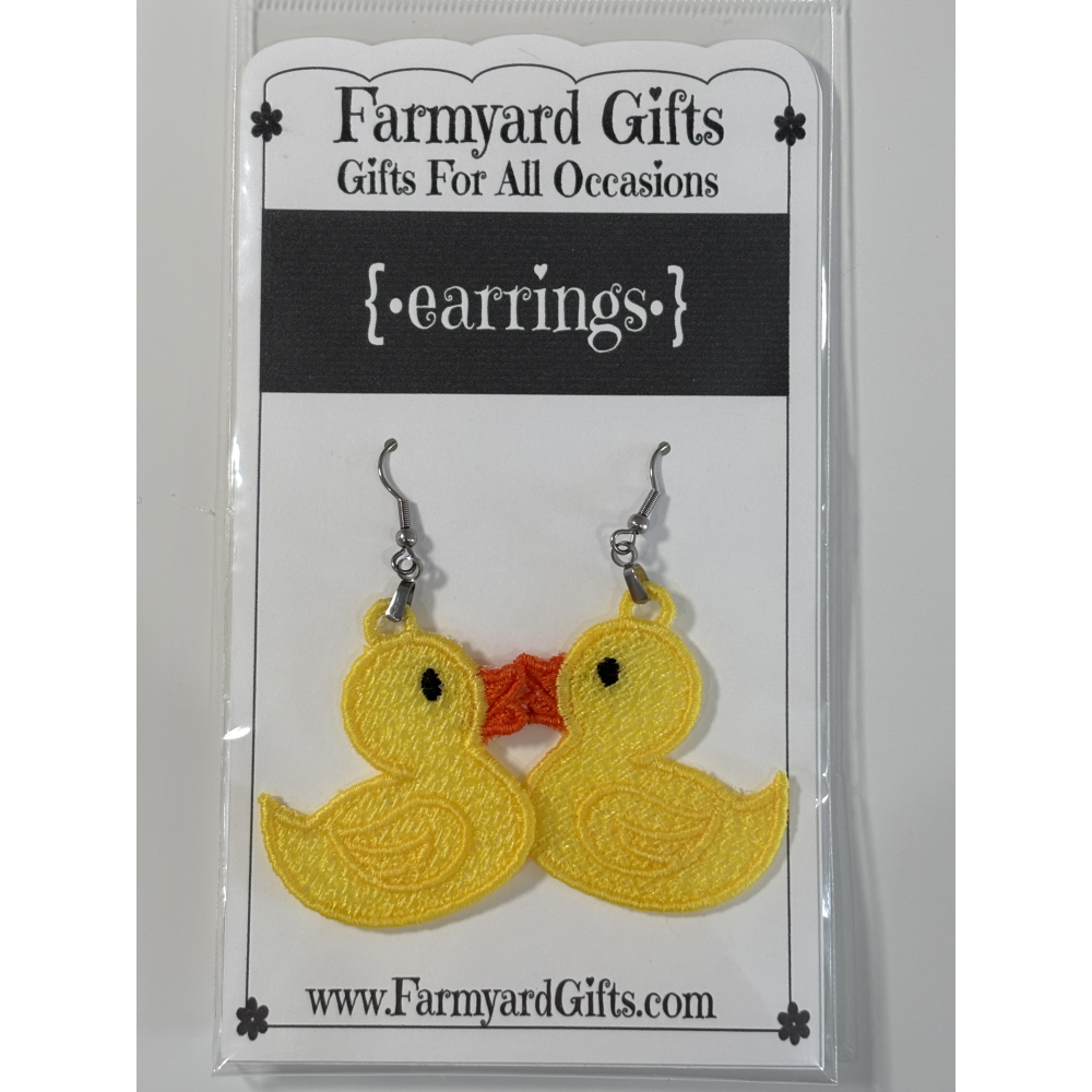 Embroidered Duck Earrings
