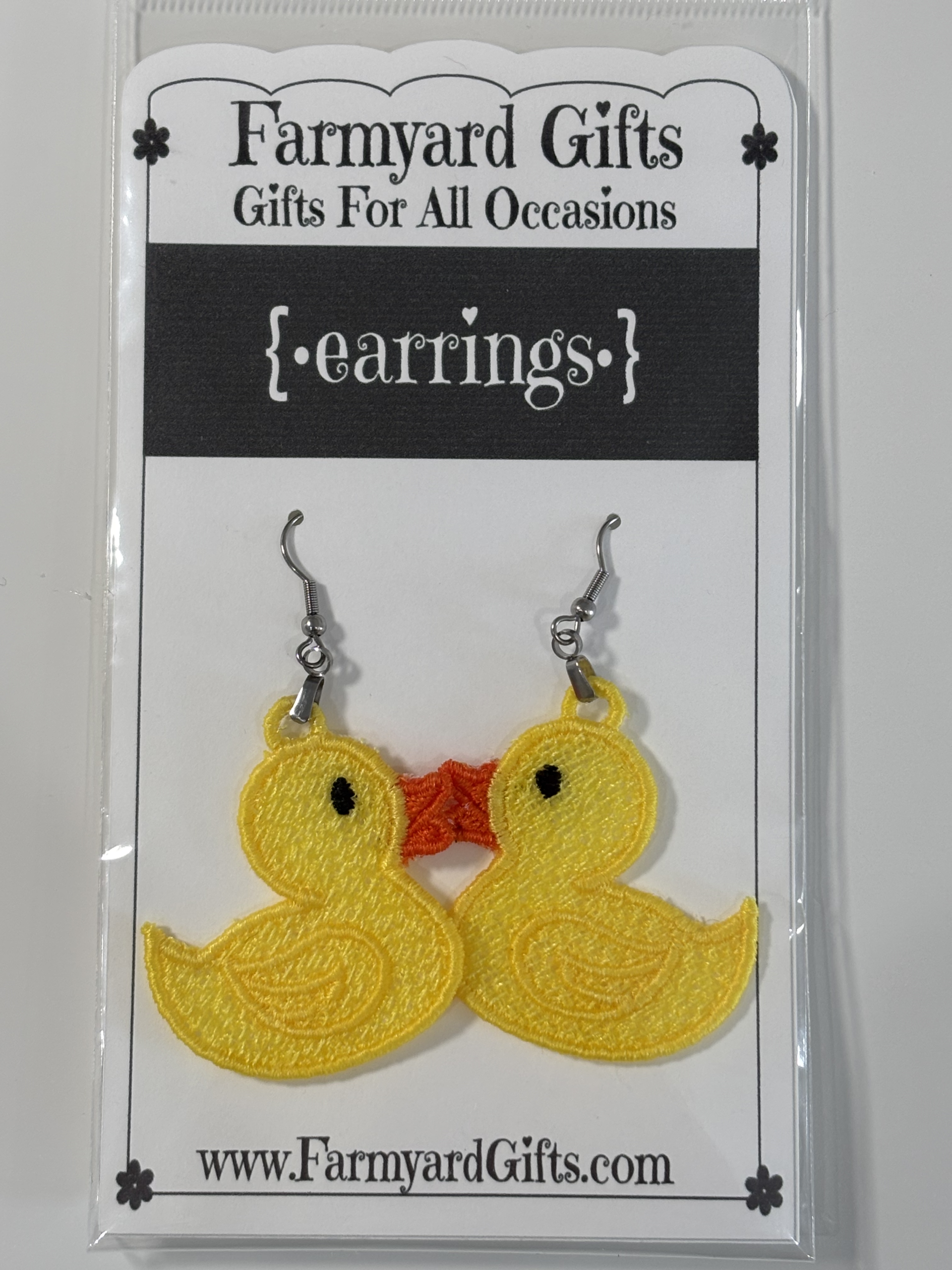 Embroidered Duck Earrings
