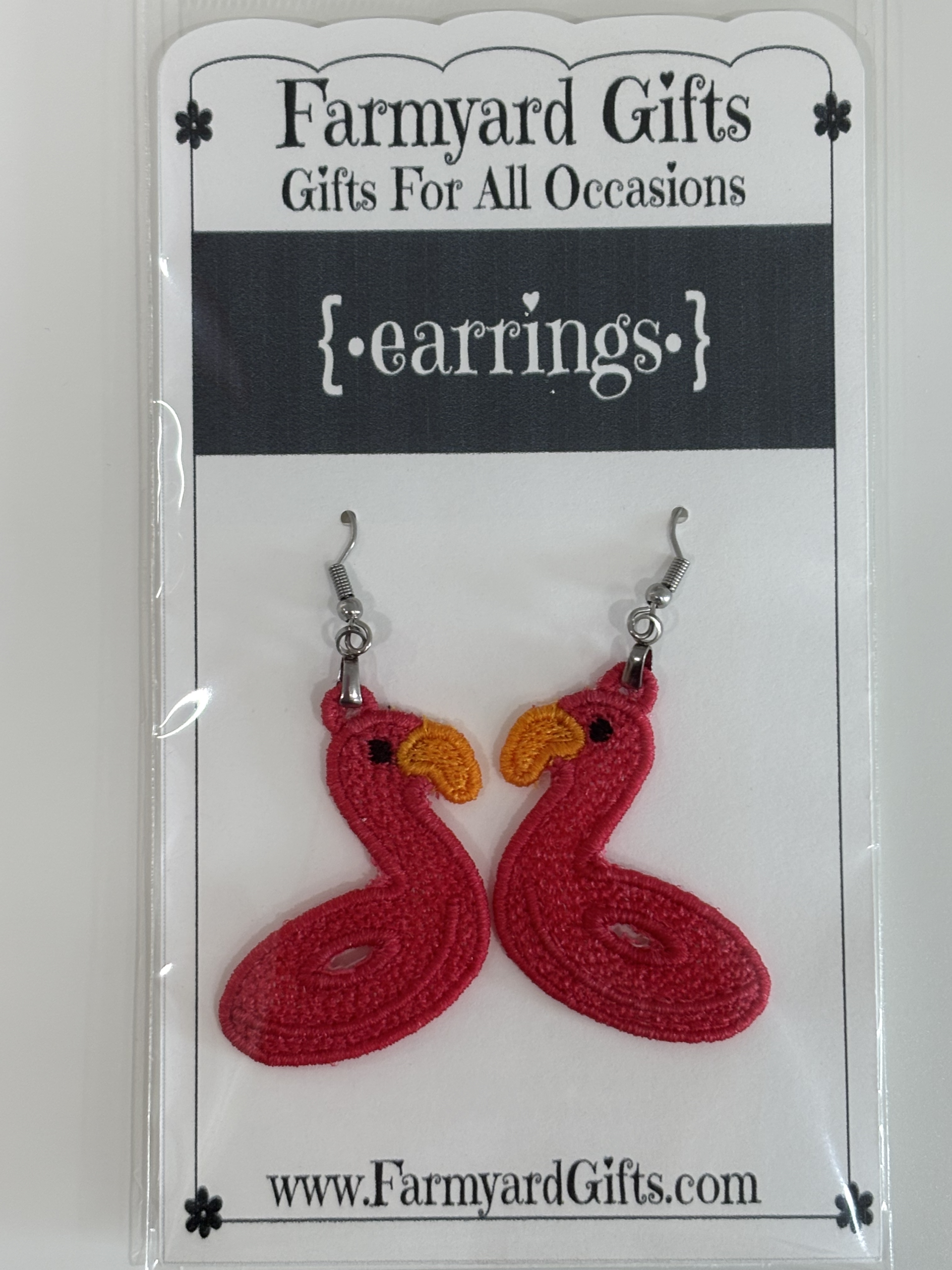 Embroidered Flamingo Pool Float Earrings