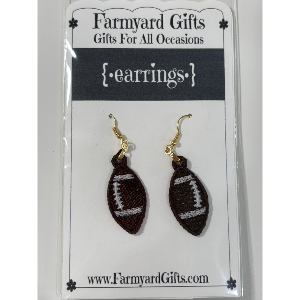 Embroidered Football Earrings