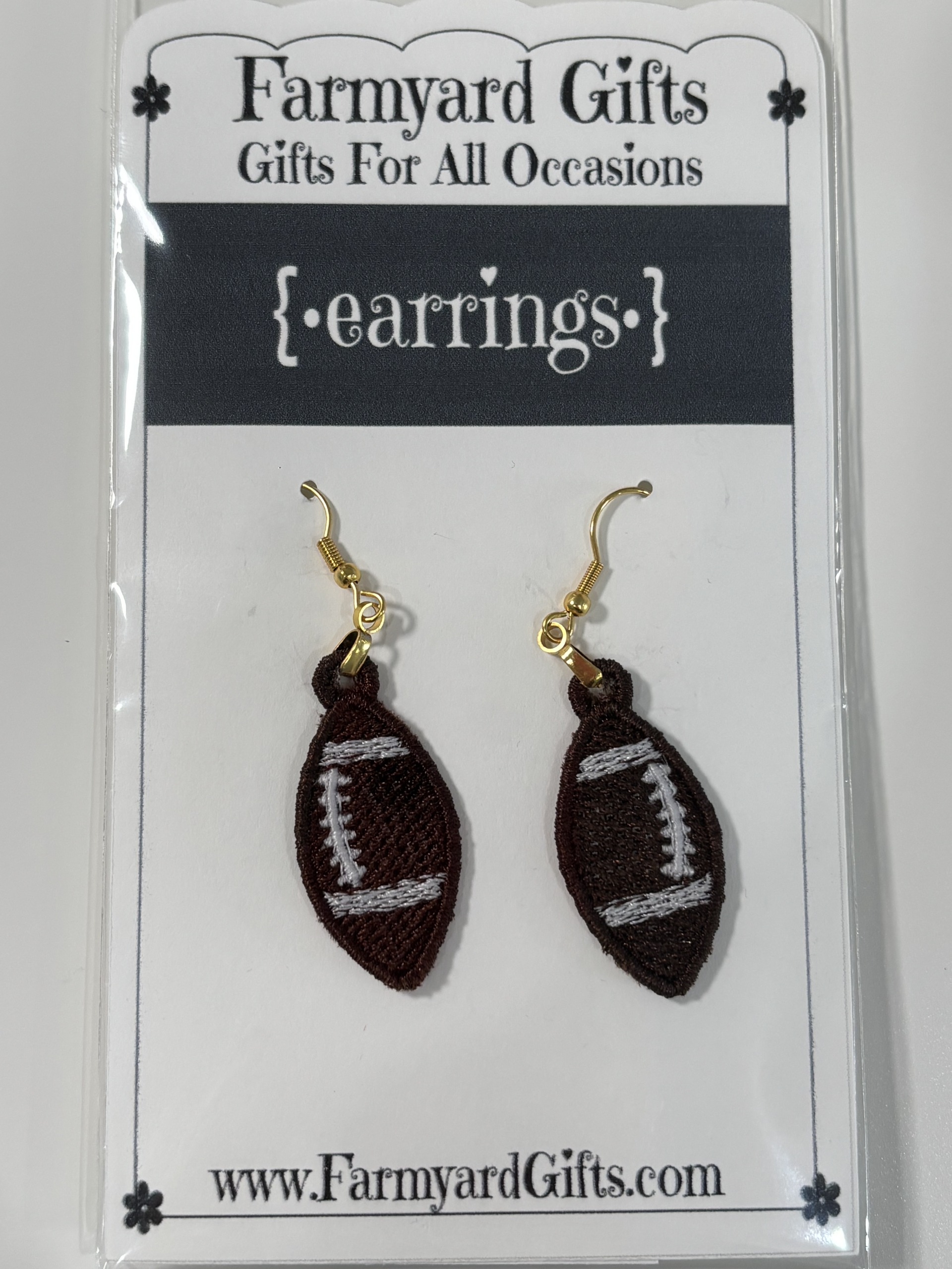 Embroidered Football Earrings