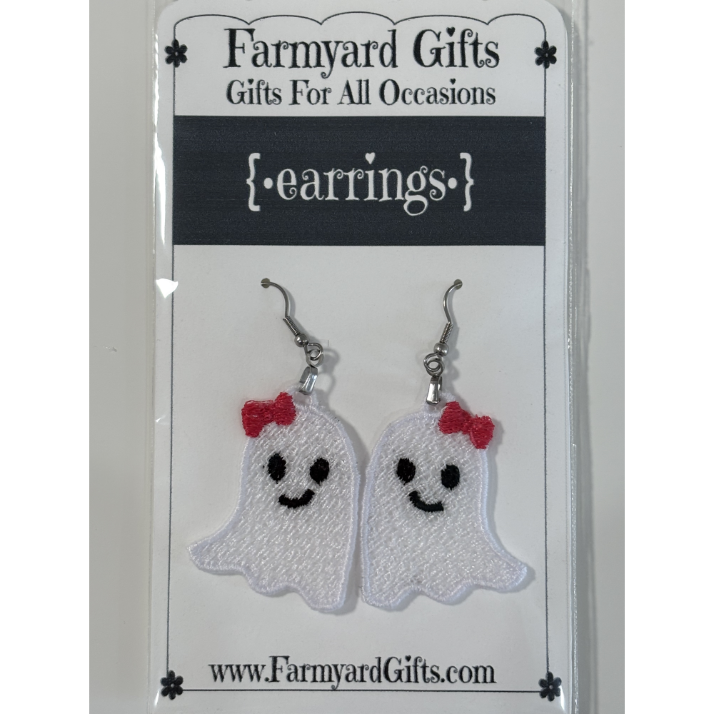Embroidered Ghost Earrings