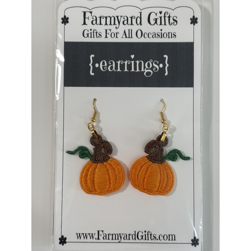 Embroidered Pumpkin Earrings
