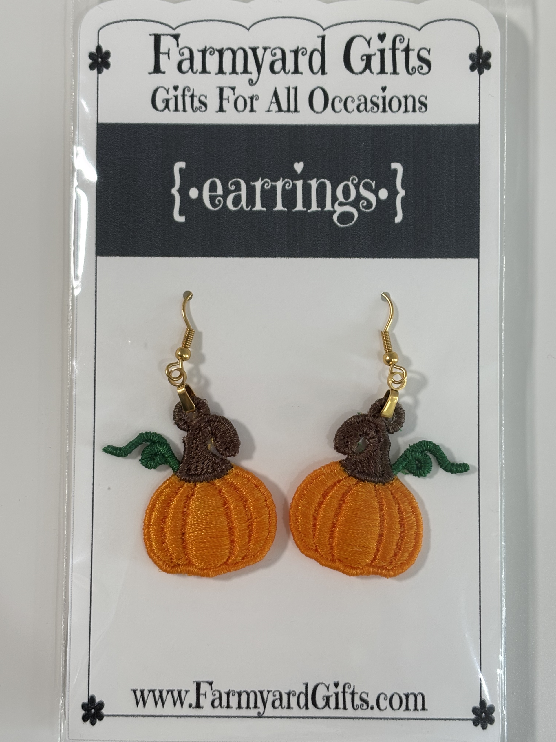Embroidered Pumpkin Earrings