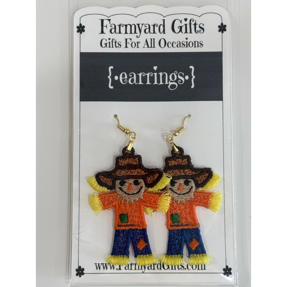 Embroidered Scarecrow Earrings
