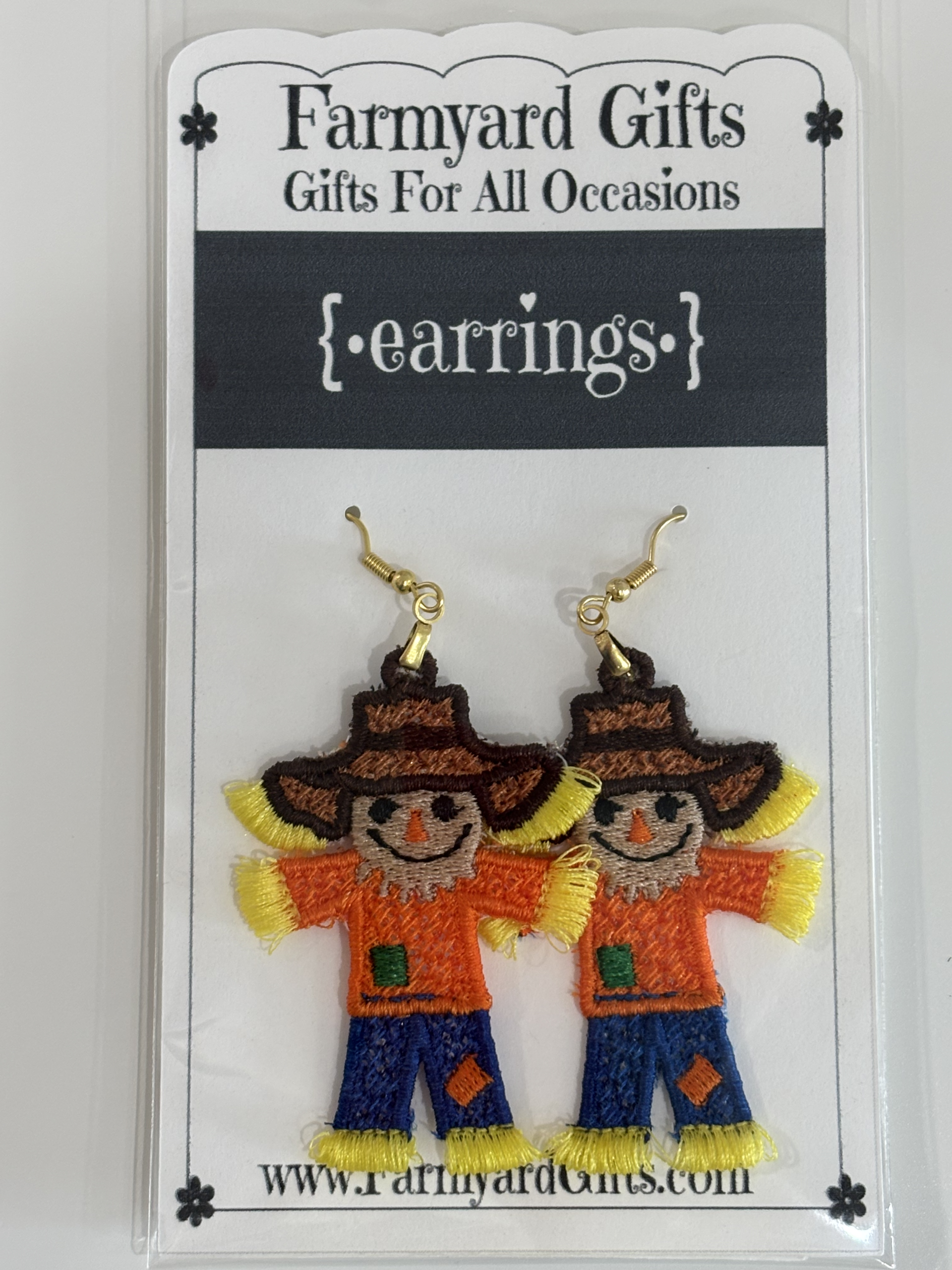 Embroidered Scarecrow Earrings