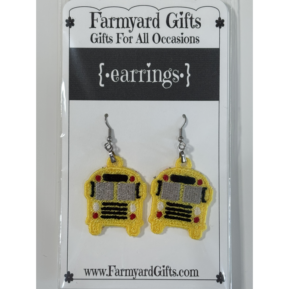 Embroidered School Bus Earrings