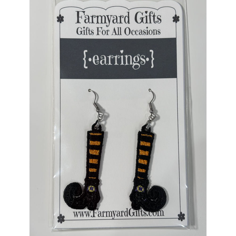 Embroidered Witch Leg Earrings