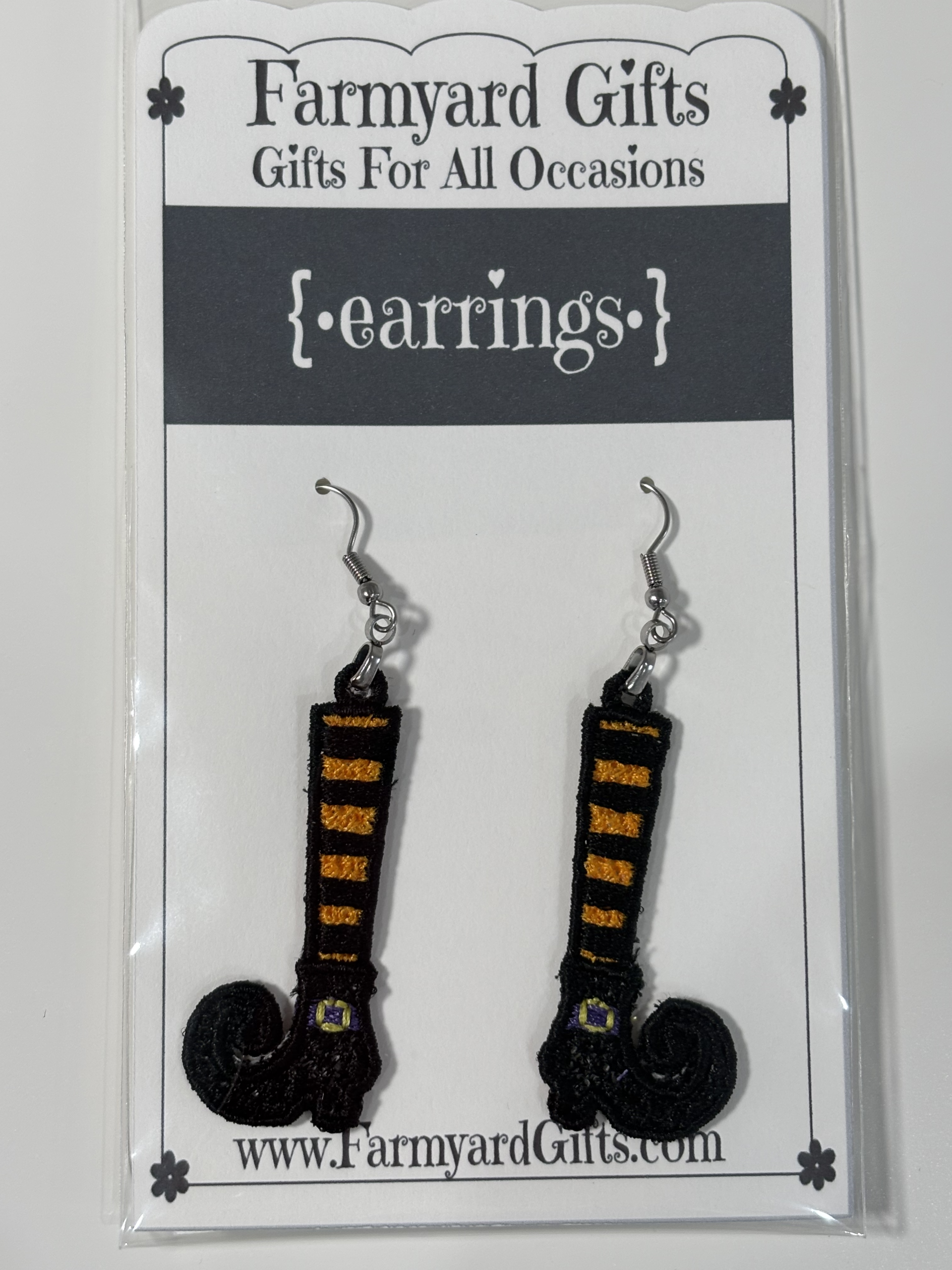 Embroidered Witch Leg Earrings