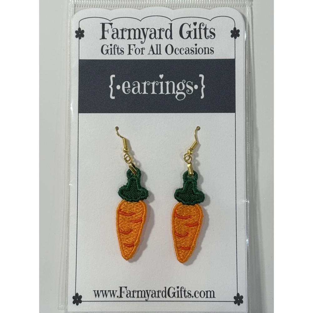 Embroidered Carrot Earrings