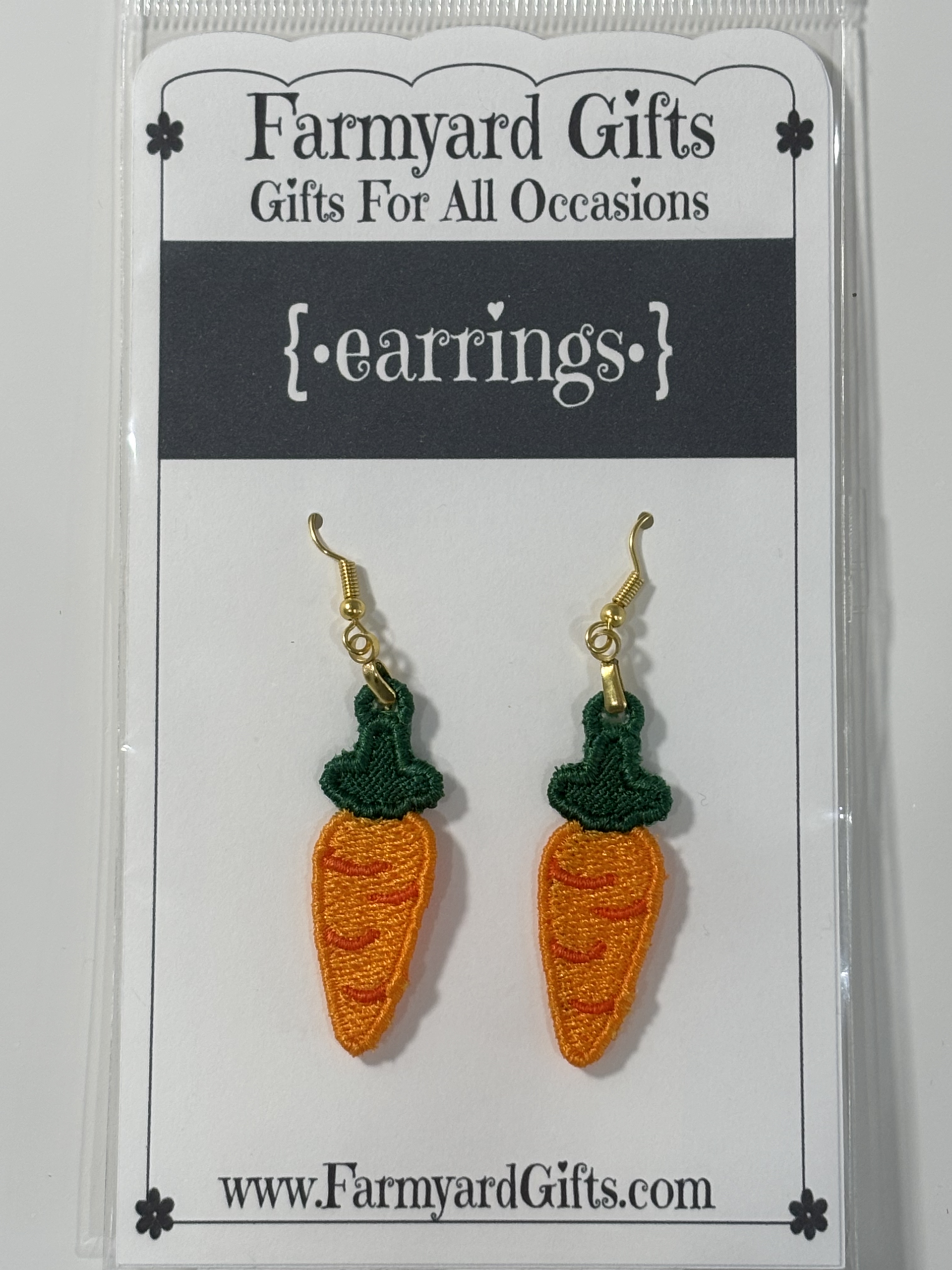 Embroidered Carrot Earrings