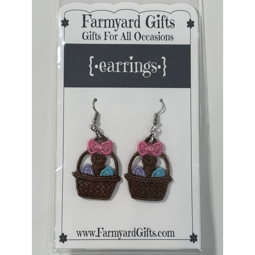 Embroidered Easter Basket Earrings