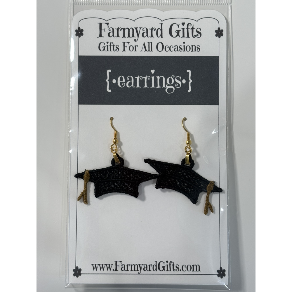 Embroidered Graduation Cap Earrings