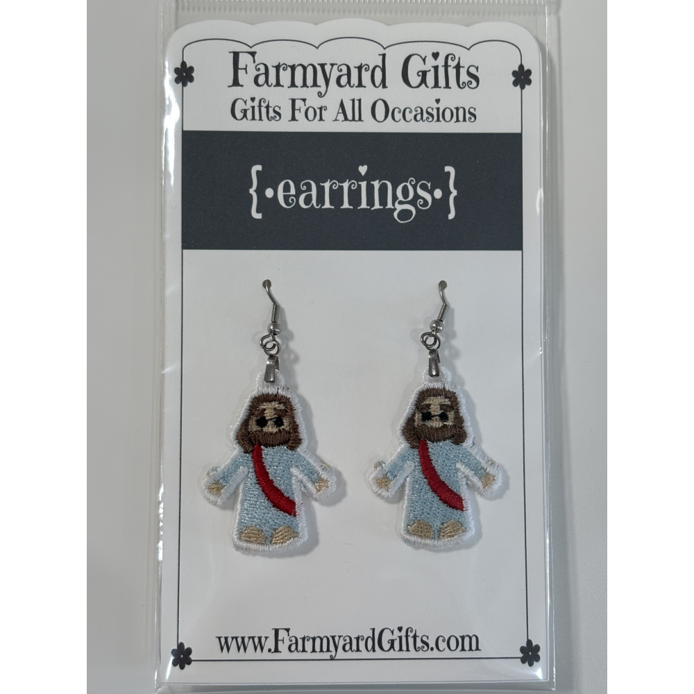 Embroidered Jesus Earrings