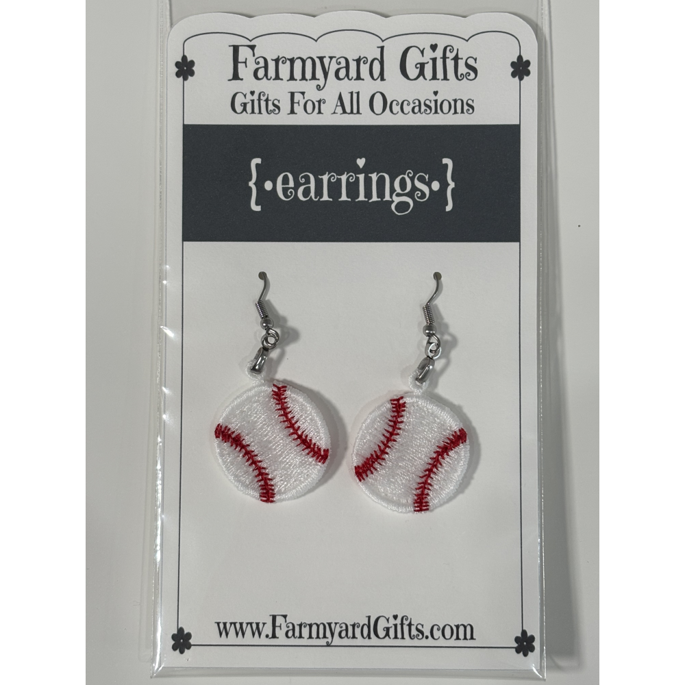 Embroidered Baseball Earrings