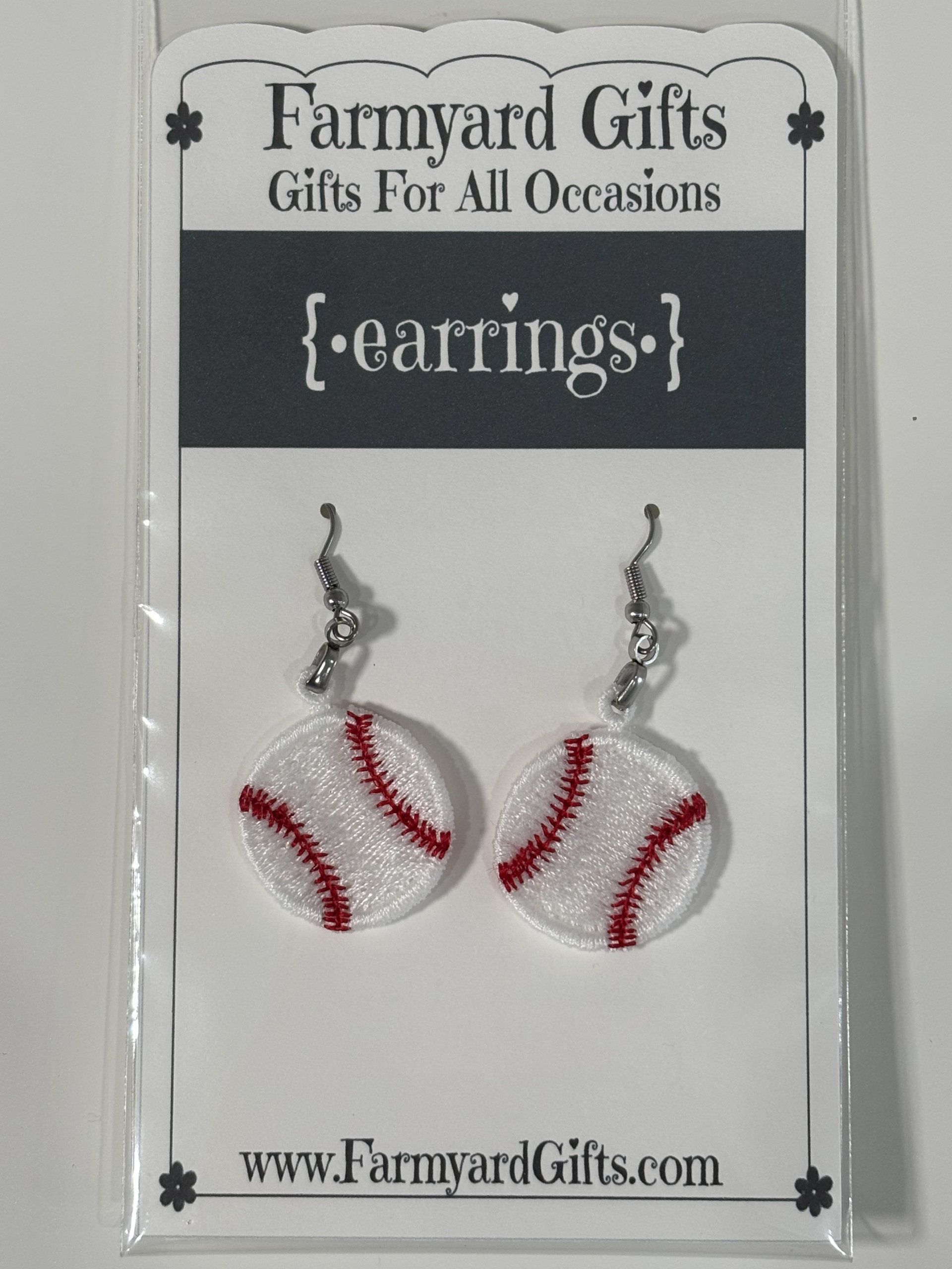 Embroidered Baseball Earrings