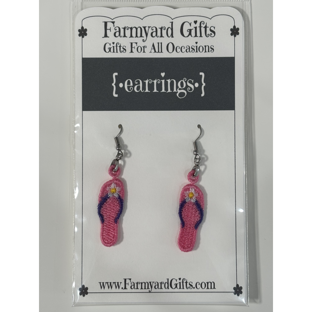 Embroidered Flip Flop Earrings