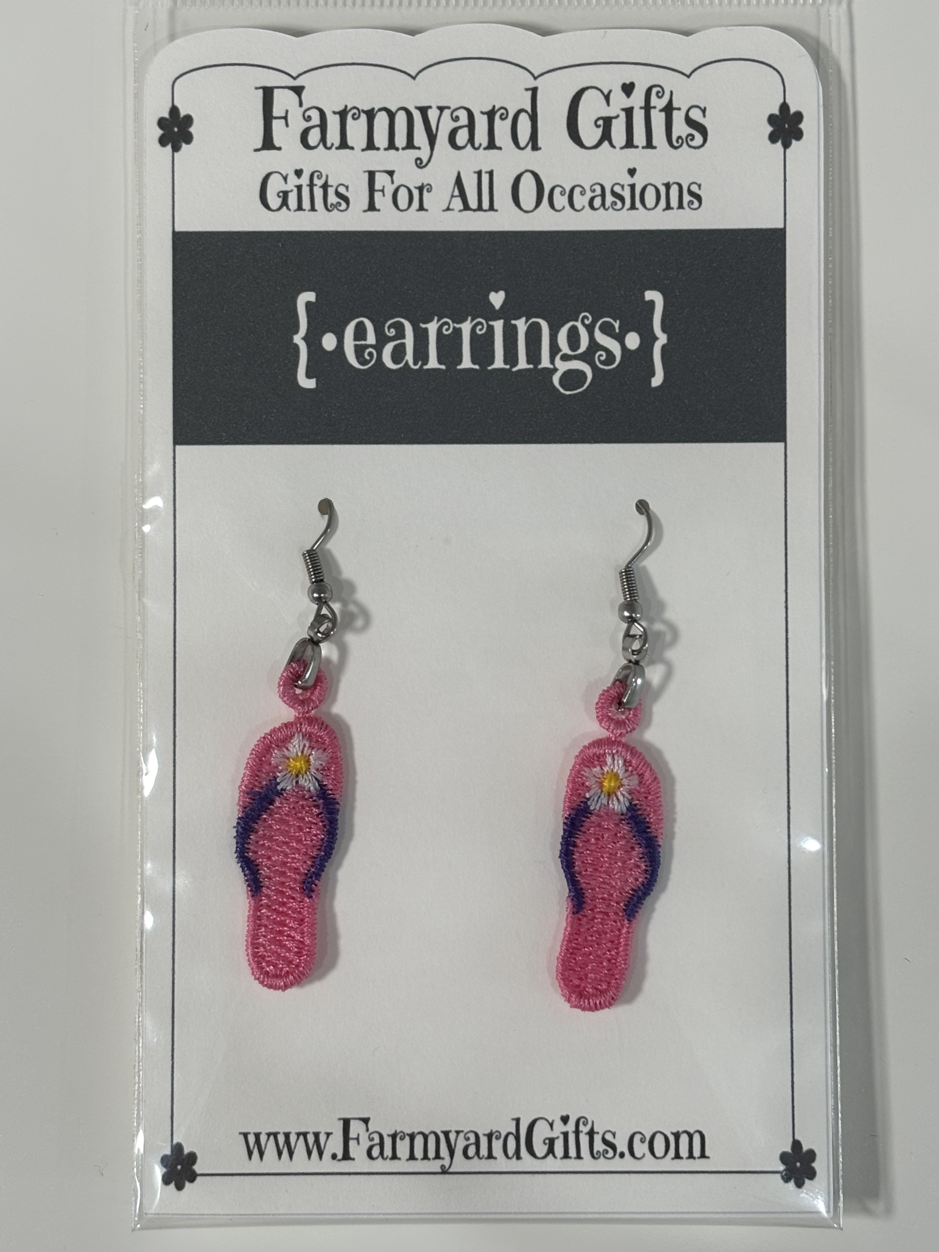 Embroidered Flip Flop Earrings
