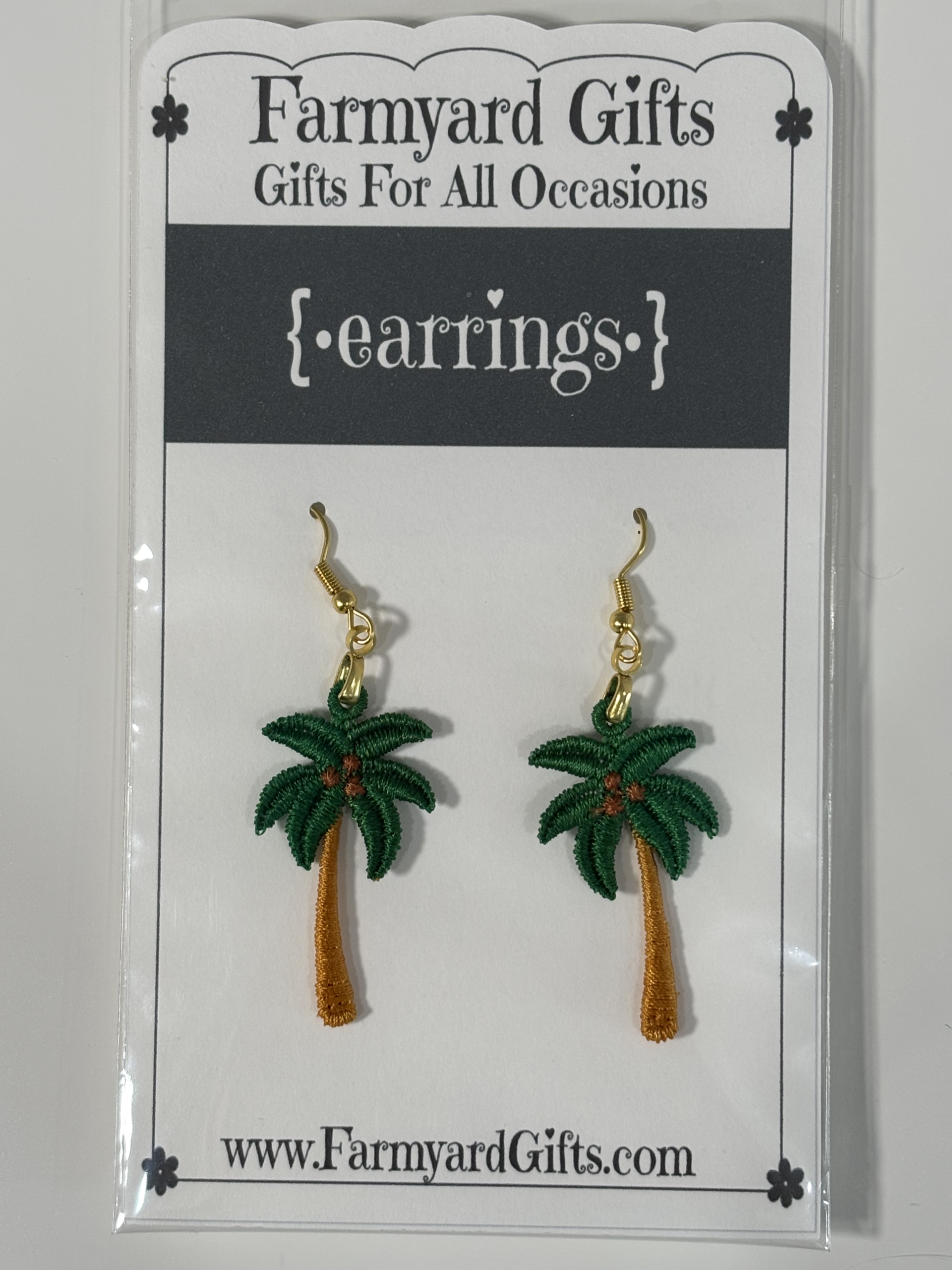 Embroidered Palm Tree Earrings