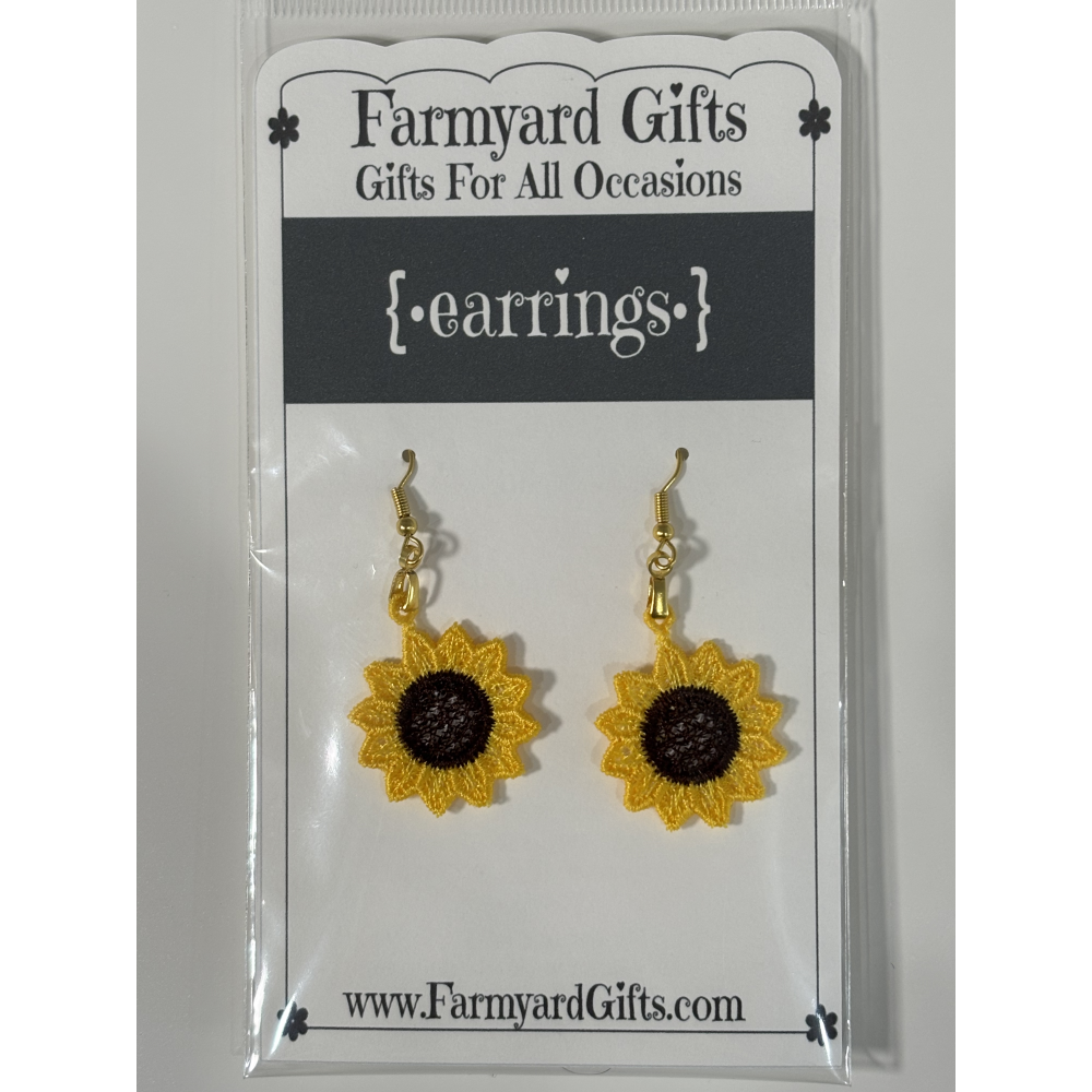 Embroidered Sunflower Earrings