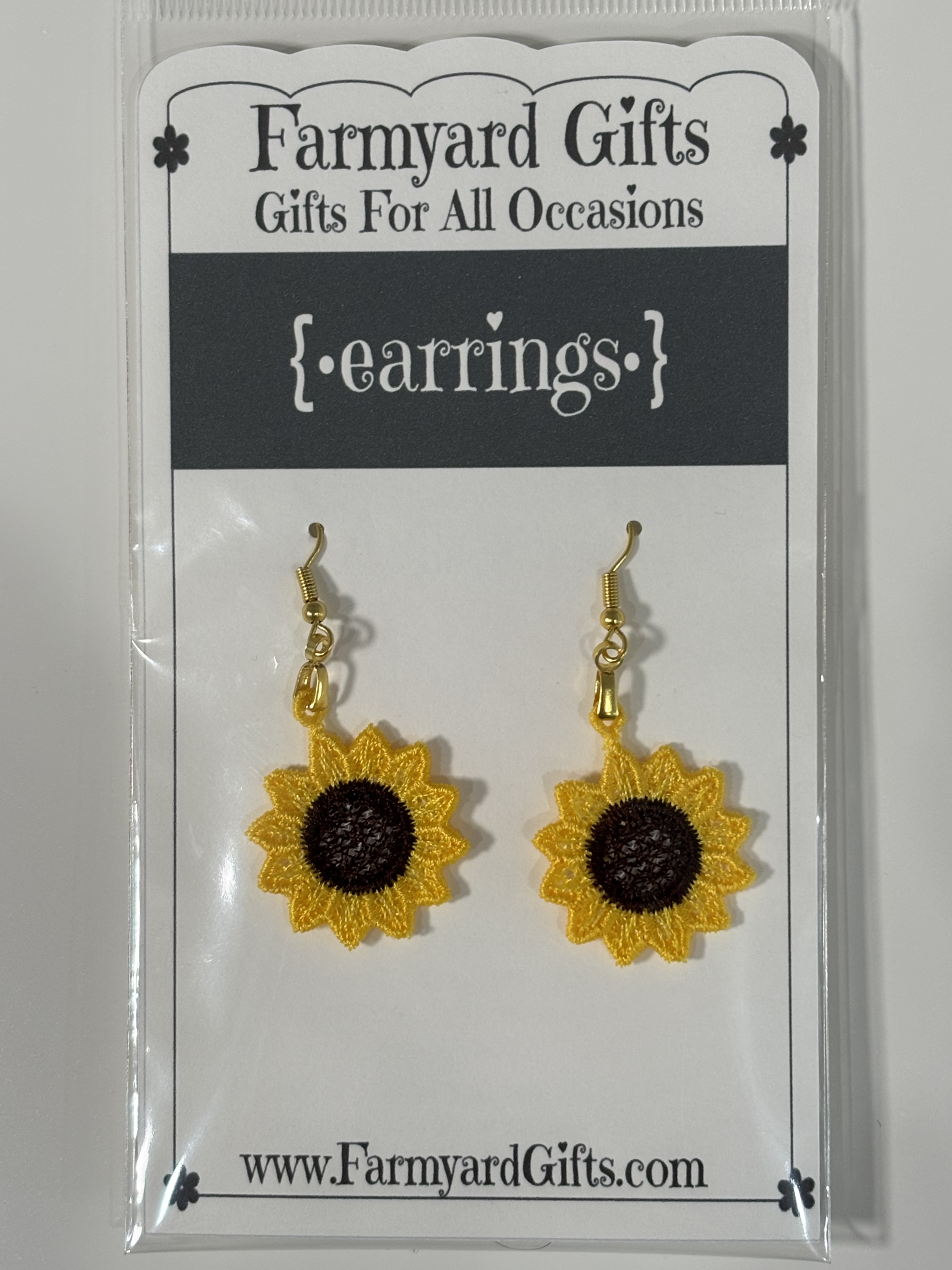 Embroidered Sunflower Earrings