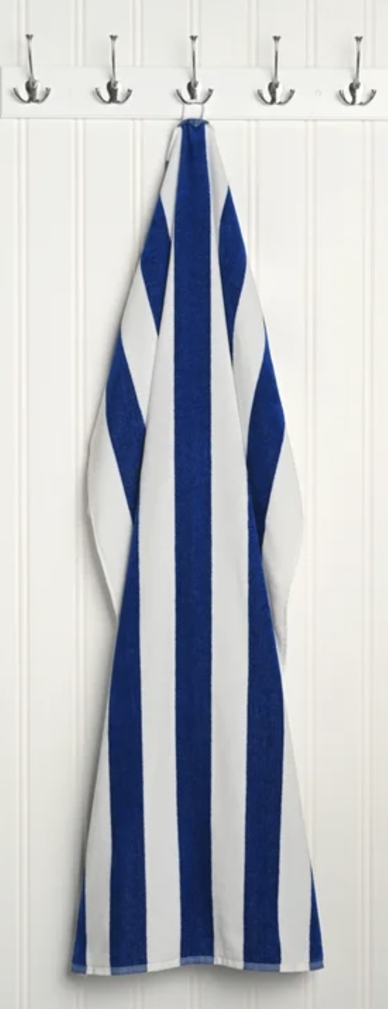 Navy Blue and White Embroidered Beach Towel