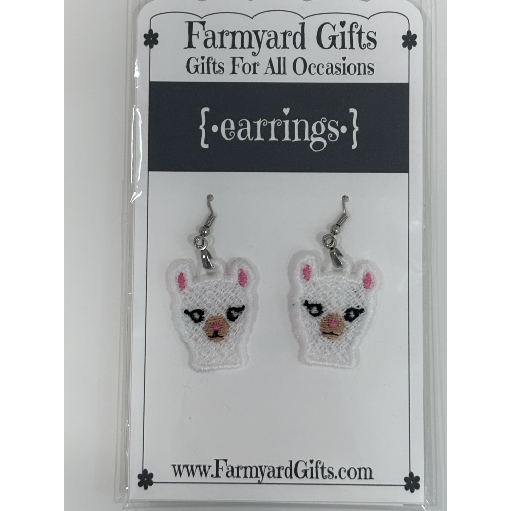 Embroidered FSL Llama Earrings