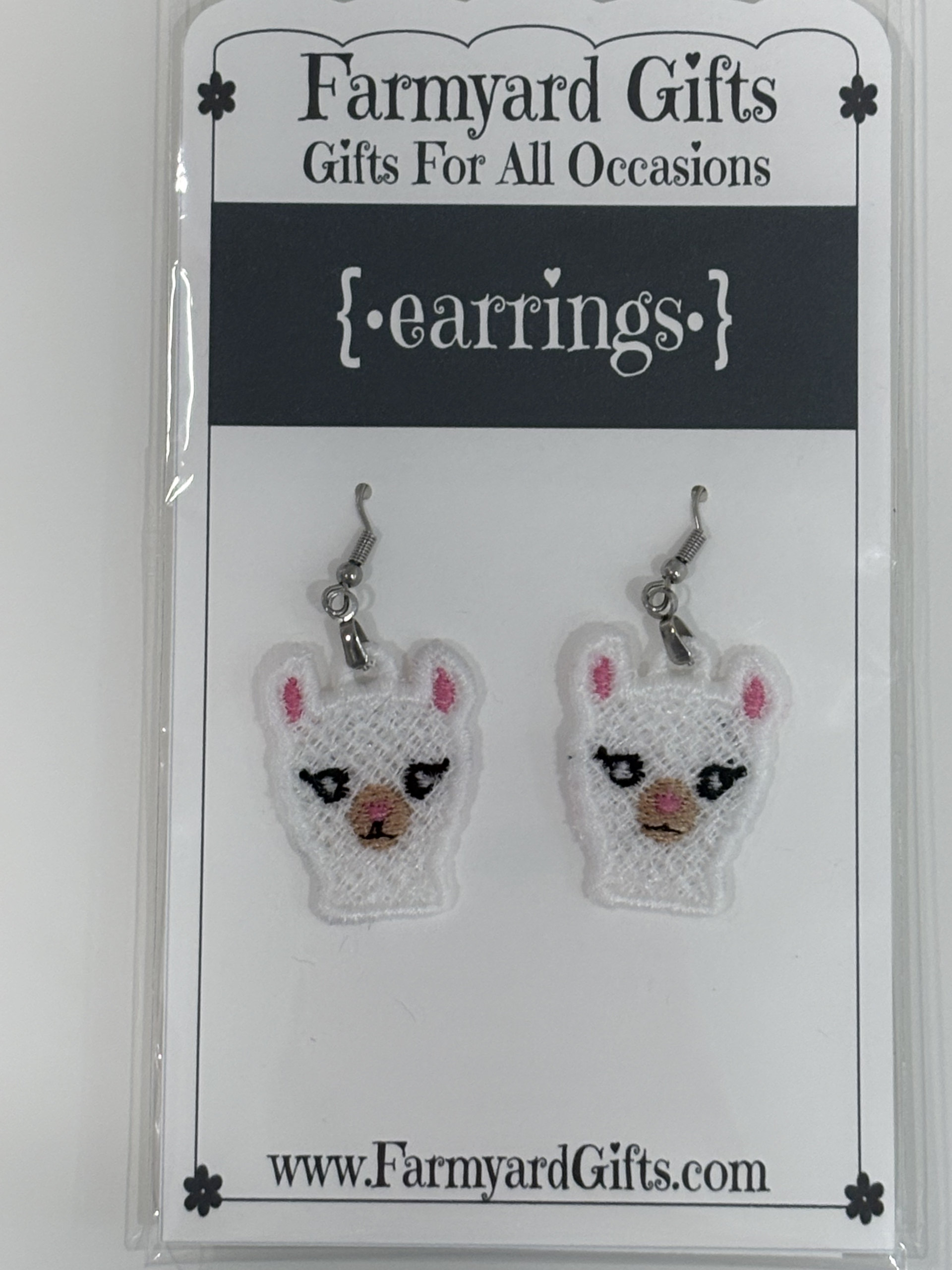 Embroidered FSL Llama Earrings