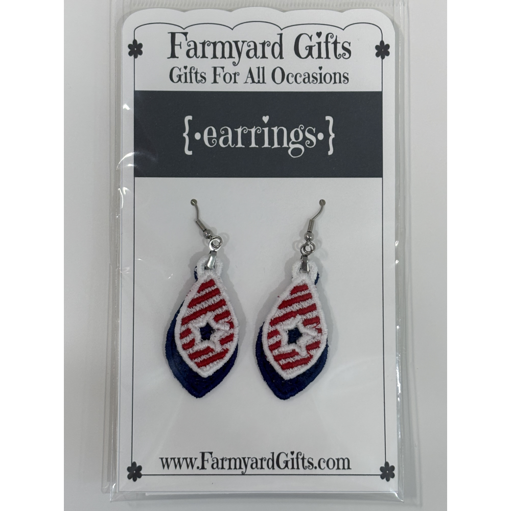Embroidered Patriotic Earrings